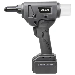 Akku Nieter Blindnietgerät | Nietgerät | GO-BR1 Blindniete Setzwerkzeug inkl. 2 Akku, Koffer und Zubehör Setzgerät Akkunieter Blindnietsetzgerät Handnietmaschine Niet Nietmaschine Nietpistole Arbeitsbereich ø 3,0-5,0mm