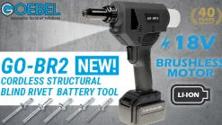 Akku Nieter Blindnietgerät | Akku Nietgerät | Akku-Tool GO-BR2 Akku Hochfeste Blindniete Setzwerkzeug mit bürstenlosem Motor 18V ohne Akku, inkl. Koffer und Zubehör Arbeitsbereich ø 3,0 – 6,4 mm alle Materialien