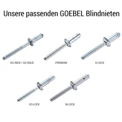 Akku Nieter Blindnietgerät | Akku Nietgerät | Akku-Tool GO-BR2 Akku Hochfeste Blindniete Setzwerkzeug mit bürstenlosem Motor 18V ohne Akku, inkl. Koffer und Zubehör Arbeitsbereich ø 3,0 – 6,4 mm alle Materialien