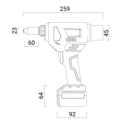 Akku Nieter Blindnietgerät | Nietgerät | GO-BR2 Hochfeste Blindniete Setzwerkzeug mit bürstenlosem Motor 18V inkl. 2 Akku, Koffer und Zubehör Arbeitsbereich ø 3,0 – 6,4 mm alle Materialien