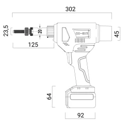 Akku Spreiz Blindnietmuttern Setzwerkzeug Setzgerät GO-SN1 mit bürstemlosem Motor 18V ohne Akku, Koffer und Zubehör mit Arbeitsbereich M5 – M10 mm alle Materialien