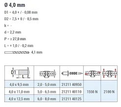 Becher-Blindnieten Aluminium/Edelstahl A2 (Ø x L) 4,0 x 12,5 mm mit Senkkopf - Dicht-Becherblindniete - Becher-Blindniete - Dichtblindniete - Bechernieten - Dichtnieten - CUP