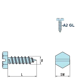 Blechschrauben (Ø x L) 4,2 x 16 mm Edelstahl A2 GOEBEL silber GL Sechskant Längsschlitz DIN7976 ISO1479 Werksnorm – Sechskantschrauben