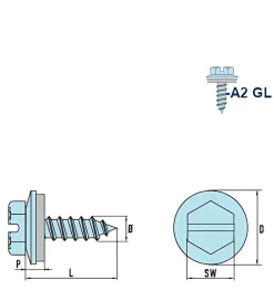 Blechschrauben mit Dichtscheibe EPDM Scheibe (Ø x L) 4,2 x 16 mm Edelstahl A2 GOEBEL silber GL Sechskant Längsschlitz DIN7976 ISO1479 Werksnorm – Sechskantschrauben
