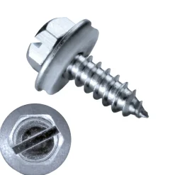 Blechschrauben mit Dichtscheibe EPDM Scheibe (Ø x L) 4,8 x 19 mm Stahl verzinkt Sechskant Längsschlitz DIN7976 ISO1479 Werksnorm – Sechskantschrauben