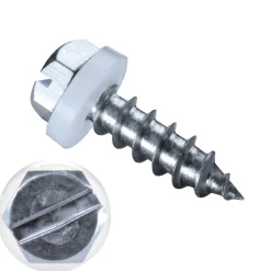 Blechschrauben mit PA Scheibe (Ø x L) 4,2 x 16 mm Edelstahl A2 GOEBEL silber GL Sechskant Längsschlitz DIN7976 ISO1479 Werksnorm – Sechskantschrauben