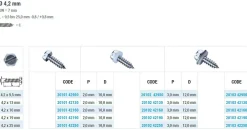 Blechschrauben mit PA Scheibe (Ø x L) 4,2 x 19 mm Stahl verzinkt Sechskant Längsschlitz DIN7976 ISO1479 Werksnorm – Sechskantschrauben