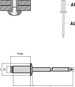 Blindnieten Aluminium/Aluminium (Ø x L) 3,0 x 4,0 mm mit Flachkopf ISO15981 - Flachkopf Niete - Popniete - STANDARD