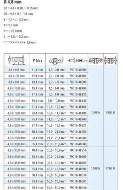 Blindnieten Aluminium/Stahl (Ø x L) 4,8 x 50,0 mm mit Flachkopf ISO15977 RAL9010 weiß - Flachkopf Niete - Popniete - RAINBOW STANDARD