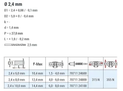 Blindnieten Aluminium/Stahl (Ø x L) 2,4 x 10,0 mm mit Senkkopf ISO15978 - Senkkopf Niete - Popniete - STANDARD