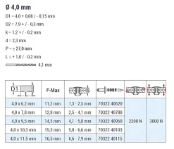 Blindnieten Monel® verzinkt/Stahl (Ø x L) 4,0 x 6,2 mm mit Flachkopf - Flachkopf Niete - Popniete - STANDARD