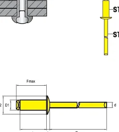 Blindnieten Stahl/Stahl (Ø x L) 6,0 x 26,0 mm mit Flachkopf ISO15979 - Flachkopf Niete - Popniete - STANDARD