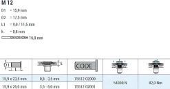 Blindnietmutter - Nietmutter - M12 Stahl verzinkt (Ø x L) 15,9 mm x 26,0 mm kleiner Senkkopf Rundschaft gerändelt mit Unterkopfverzahnung Schaftende offen Einziehmutter Einnietmuttern - GO-NUT