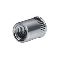 Blindnietmutter - Nietmutter - M8 Stahl verzinkt (Ø x L) 10,9 mm x 18,0 mm kleiner Senkkopf Rundschaft gerändelt mit Unterkopfverzahnung Schaftende offen Einziehmutter Einnietmuttern - GO-NUT