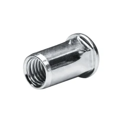 Blindnietmutter - Nietmutter - M8 Stahl verzinkt (Ø x L) 11,0 mm x 17,5 mm Flachkopf Teilsechskantschaft Schaftende offen Einziehmutter Einnietmuttern - GO-NUT