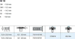Blindnietmutter - Nietmutter - M10 Stahl verzinkt (Ø x L) 13,0 mm x 22,0 mm kleiner Senkkopf Sechskantschaft Schaftende offen Einziehmutter Einnietmuttern - GO-NUT