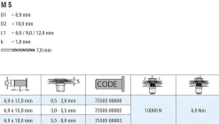 Blindnietmutter - Nietmutter - M5 Stahl verzinkt (Ø x L) 6,9 mm x 12,0 mm Flachkopf Rundschaft gerändelt mit Unterkopfverzahnung Schaftende offen - Einziehmutter, Einnietmuttern - GO-NUT