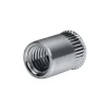 Blindnietmutter - Nietmutter - M12 Edelstahl A2 (Ø x L) 15,9 mm x 23,5 mm kleiner Senkkopf Rundschaft gerändelt mit Unterkopfverzahnung Schaftende offen Einziehmutter Einnietmuttern - GO-NUT