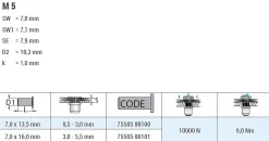 Blindnietmutter - Nietmutter - M5 Stahl verzinkt (Ø x L) 7,0 mm x 13,5 mm Flachkopf Sechskantschaft Schaftende offen - Einziehmutter, Einnietmuttern - GO-NUT