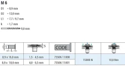 Blindnietmutter - Nietmutter - M6 Edelstahl A2 (Ø x L) 8,9 mm x 16,0 mm Senkkopf Rundschaft gerändelt mit Unterkopfverzahnung Schaftende offen Einziehmutter Einnietmuttern - GO-NUT