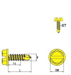 Bohrschrauben (Ø x L) 4,2 x 19,0 mm Stahl verzinkt mit angepresster Bund DIN7504L Werksnorm Sechskant Außensechskant Längsschlitz - Sechskantschraube - Selbstbohrende Schraube - Selbstschneidende Bohrschrauben - Selbstbohrschrauben