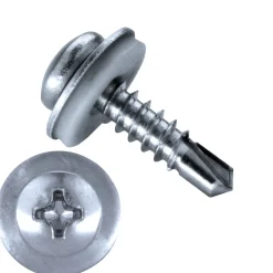 Bohrschrauben Linsenkopf mit Dichtscheibe EPDM Scheibe (Ø x L) 4,2 x 19,0 mm Kreuzschlitz Stahl verzinkt DIN7504M Werksnorm Linsenkopf Phillips-Kreuzschlitz PH - Selbstbohrende Schraube - Selbstschneidende Bohrschraube - Selbstbohrschrauben