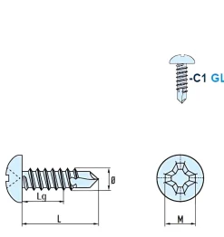 Bohrschrauben Linsenkopf (Ø x L) 4,8 x 19,0 mm Edelstahl C1 GOEBEL silber GL DIN7504M Werksnorm Linsenkopf Phillips-Kreuzschlitz PH - Selbstbohrende Schraube - Selbstschneidende Bohrschraube - Selbstbohrschrauben