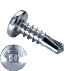 Bohrschrauben Linsenkopf (Ø x L) 4,8 x 19,0 mm Stahl verzinkt DIN7504SQ Werksnorm Linsenkopf Innenvierkant - Selbstbohrende Schraube - Selbstschneidende Bohrschraube - Selbstbohrschrauben