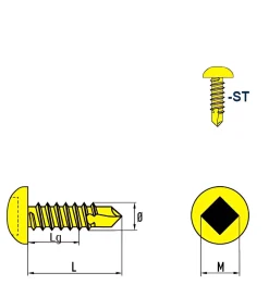 Bohrschrauben Linsenkopf (Ø x L) 4,2 x 19,0 mm Stahl verzinkt DIN7504SQ Werksnorm Linsenkopf Innenvierkant - Selbstbohrende Schraube - Selbstschneidende Bohrschraube - Selbstbohrschrauben