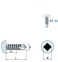 Bohrschrauben Linsenkopf (Ø x L) 4,2 x 16,0 mm Edelstahl C1 GOEBEL silber GL DIN7504SQ Werksnorm Linsenkopf Innenvierkant - Selbstbohrende Schraube - Selbstschneidende Bohrschraube - Selbstbohrschrauben