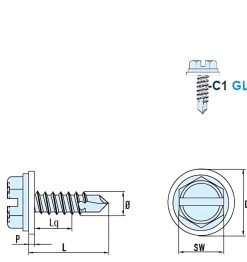 Bohrschrauben mit angepresster Bund PA Scheibe (Ø x L) 4,2 x 19,0 mm Edelstahl C1 GOEBEL silber GL DIN7504L Werksnorm Sechskant Außensechskant / Längsschlitz - Sechskantschraube - Selbstbohrende Schraube - Selbstschneidende Bohrschrauben