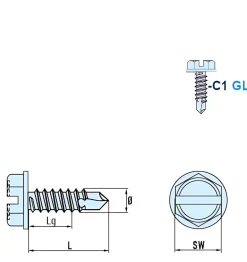 Bohrschrauben mit angepresster Bund (Ø x L) 4,2 x 19,0 mm Edelstahl C1 GOEBEL silber GL DIN7504L Werksnorm Sechskant Außensechskant / Längsschlitz Sechskantschraube - Selbstbohrende Schraube Selbstschneidende Selbstbohrschrauben