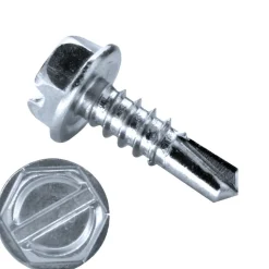 Bohrschrauben mit angepresster Bund (Ø x L) 4,8 x 13,0 mm Stahl verzinkt DIN7504L Werksnorm Sechskant Außensechskant / Längsschlitz - Sechskantschraube - Selbstbohrende Schraube - Selbstschneidende Bohrschrauben - Selbstbohrschrauben