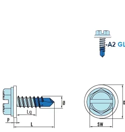 Bohrschrauben mit angepresster Bund mit PA Scheibe (Ø x L) 4,2 x 16,0 mm Edelstahl A2 GOEBEL silber GL DIN7504L Werksnorm Sechskant Außensechskant / Längsschlitz - Sechskantschraube - Selbstbohrende Schraube Selbstschneidende