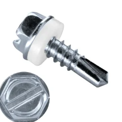 Bohrschrauben mit angepresster Bund mit PA Scheibe (Ø x L) 4,8 x 16,0 mm Edelstahl A2 GOEBEL silber GL DIN7504L Werksnorm Sechskant Außensechskant / Längsschlitz Sechskantschraube Selbstbohrende Schraube - Selbstschneidende Bohrschrauben