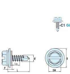 Bohrschrauben mit Dichtscheibe angepresster Bund EPDM Scheibe (Ø x L) 4,2 x 16,0 mm Edelstahl C1 GOEBEL silber GL DIN7504L Werksnorm Sechskant Außensechskant Längsschlitz Sechskantschraube Selbstbohrende Schraube Selbstschneidende