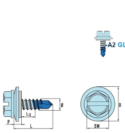 Bohrschrauben mit Dichtscheibe angepresster Bund EPDM Scheibe (Ø x L) 4,8 x 25,0 mm Edelstahl A2 GOEBEL silber GL DIN7504L Werksnorm Sechskant Außensechskant Längsschlitz Sechskantschraube Selbstbohrende Schraube Selbstschneidende