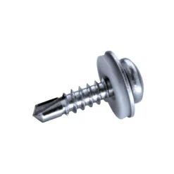 Bohrschrauben mit Dichtscheibe Linsenkopf mit gehärtete Bohrspitze mit EPDM Scheibe (Ø x L) 4,2 x 16,0 mm Edelstahl A2 GOEBEL silber GL DIN7504SQ Werksnorm Innenvierkant Längsschlitz Selbstbohrende Schraube Selbstschneidende Bohrschraube