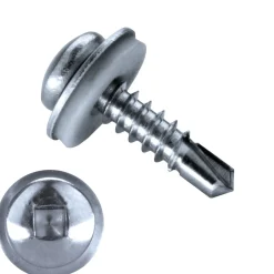 Bohrschrauben mit Dichtscheibe Linsenkopf EPDM Scheibe (Ø x L) 4,2 x 16,0 mm Edelstahl C1 GOEBEL silber GL DIN7504SQ Werksnorm Linsenkopf Innenvierkant - Selbstbohrende Schraube - Selbstschneidende Bohrschraube - Selbstbohrschrauben