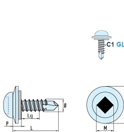 Bohrschrauben mit Dichtscheibe Linsenkopf EPDM Scheibe (Ø x L) 4,2 x 16,0 mm Edelstahl C1 GOEBEL silber GL DIN7504SQ Werksnorm Linsenkopf Innenvierkant - Selbstbohrende Schraube - Selbstschneidende Bohrschraube - Selbstbohrschrauben