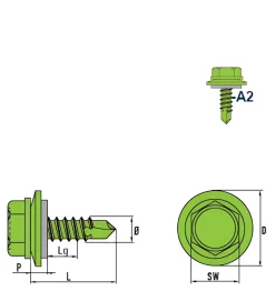 Bohrschrauben mit Dichtscheibe angepresster Bund mit EPDM Scheibe (Ø x L) 4,2 x 13,0 mm Edelstahl A2 DIN7504K Werksnorm Sechskant Außensechskant Sechskantschraube Selbstbohrende Schraube Selbstschneidende Bohrschrauben Selbstbohrschrauben