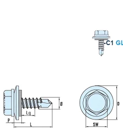 Bohrschrauben mit Dichtscheibe EPDM Scheibe angepresster Bund (Ø x L) 4,2 x 13,0 mm Edelstahl C1 GOEBEL silber GL DIN7504K Werksnorm Sechskant Außensechskant - Sechskantschraube - Selbstbohrende Schraube - Selbstschneidende Bohrschrauben
