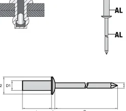 Dicht-Becherblindnieten Aluminium/Aluminium (Ø x L) 3,2 x 8,0 mm mit Flachkopf ISO15975 - Dicht-Becherblindniete - Becher-Blindniete - Dichtblindniete - Bechernieten - Dichtnieten - CUP