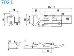 Exzenterverschluss 702 L mittelgrosser Exzenterverschluss Stahl verzinkt mit Verschlussvorrichtung gerader Grundtplatte und Gegenhaken - Kistenverschluss - Kofferverschluss - Hebel Verschluss