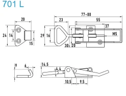 Exzenterverschluss Edelstahl A4 701 L kleines Exzenterverschluss mit Verschlussvorrichtung gerader Grundtplatte und Gegenhaken - Kistenverschluss - Kofferverschluss - Hebel Verschluss