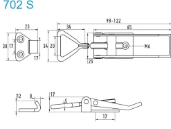 Exzenterverschluss Edelstahl A4 702 S mittelgrosser Exzenterverschluss mit Gelenkbügel gerader Grundtplatte und Gegenhaken - Kistenverschluss - Kofferverschluss - Hebel Verschluss