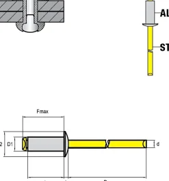 Flachkopf Nieten Aluminium/Stahl (Ø x L) 5,0 x 6,0 mm mit Flachkopf ISO15977 9005 schwarz - Flachkopf Niete - Popniete - RAINBOW STANDARD