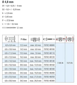 Gerillte Nieten Aluminium/Stahl (Ø x L) 4,8 x 10,0 mm mit Flachkopf - Gerillte Blindnieten - Niete - RILLI