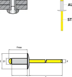 Großkopf Nieten Aluminium/Stahl (Ø x L) 4,0 x 18,0 mm mit Großkopf - Großkopf Niete - Popniete - STANDARD