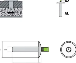 Hammerschlagblindnieten Aluminium / Edelstahl A2 (Ø x L) 4,8 x 20,0 mm mit Flachkopf - Hammerschlag-Blindnieten - Hammerschlagnieten - Niete - HAMMER